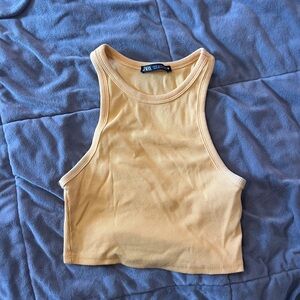 Zara Women's Mustard Ribbed Crop Top